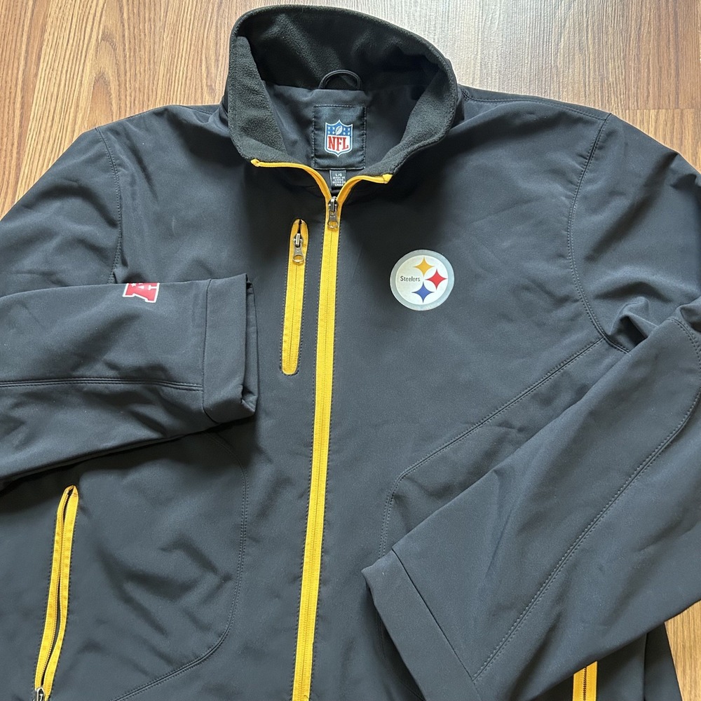Pittsburgh Steelers NFL Hard Shell Water Resistant Jacket Sz. L‎ Fleece Lined